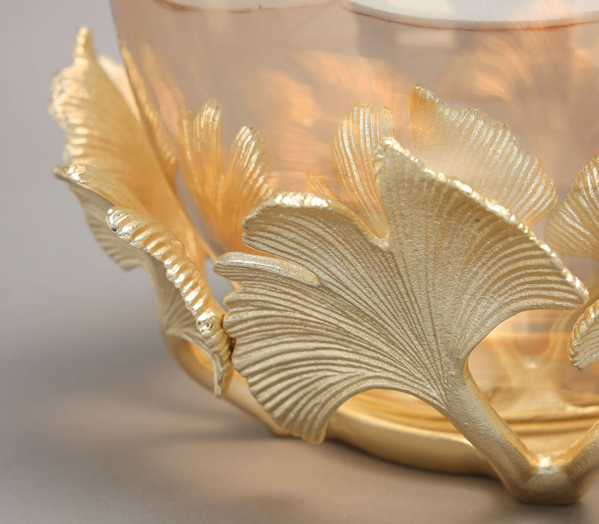 Large Ginkgo Leaf Bowl in Amber main image 1