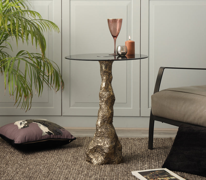 Obsidian Brass End Table