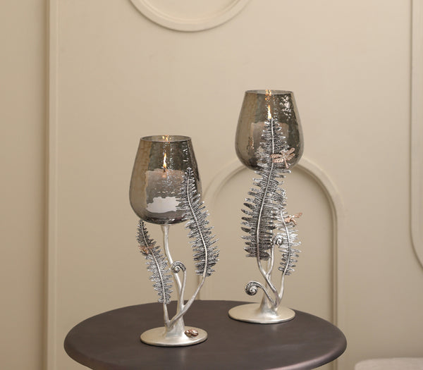 Silver Fern Candle Holder