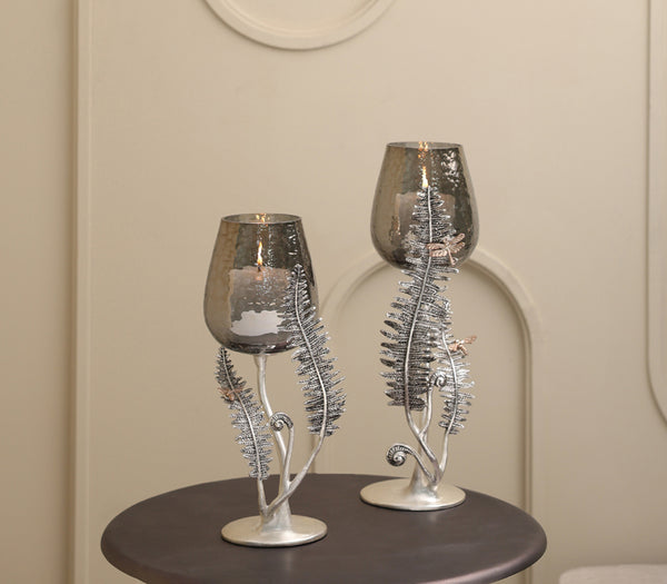 Silver Fern Candle Holder