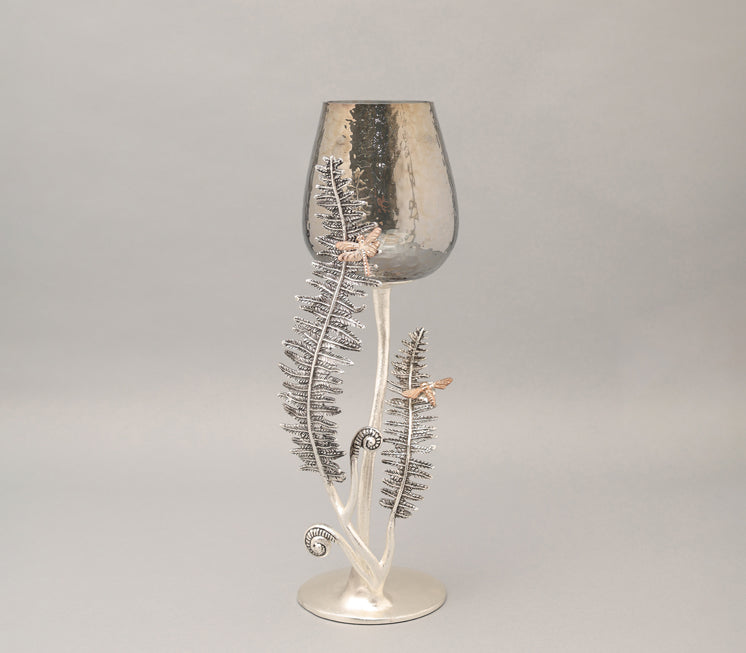 Silver Fern Candle Holder