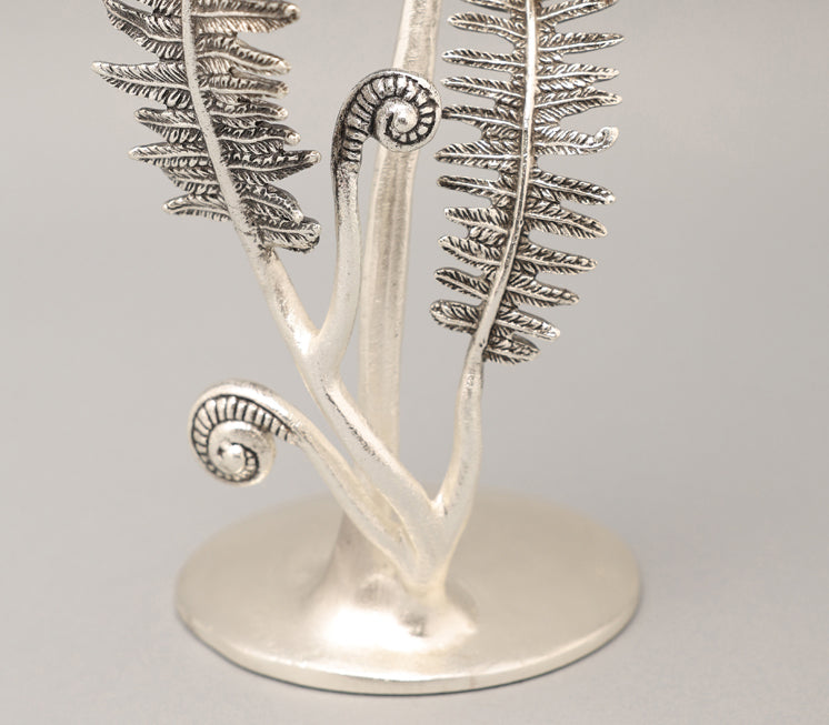 Silver Fern Candle Holder