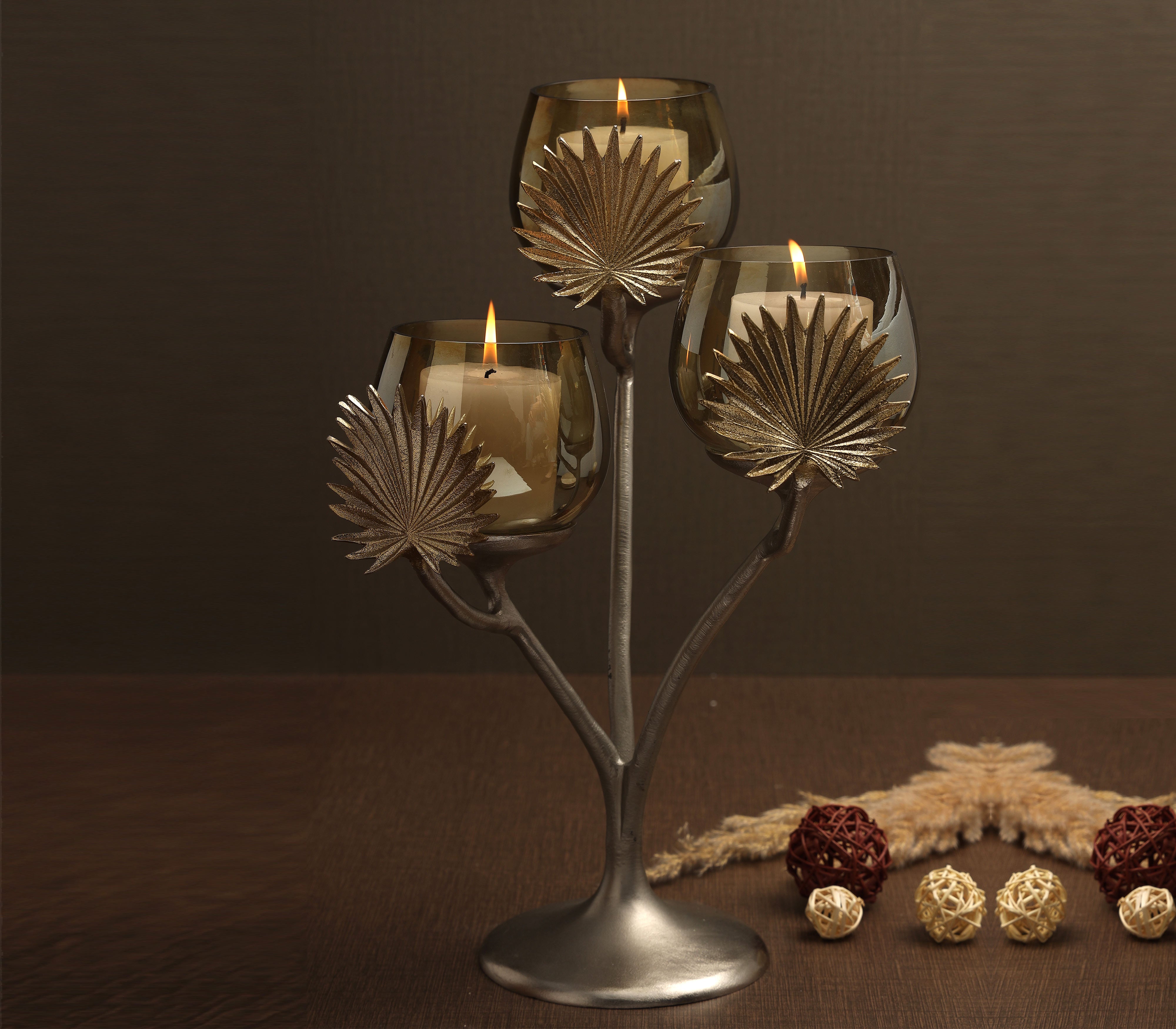 Precious Palm Candle Holder (Multi)