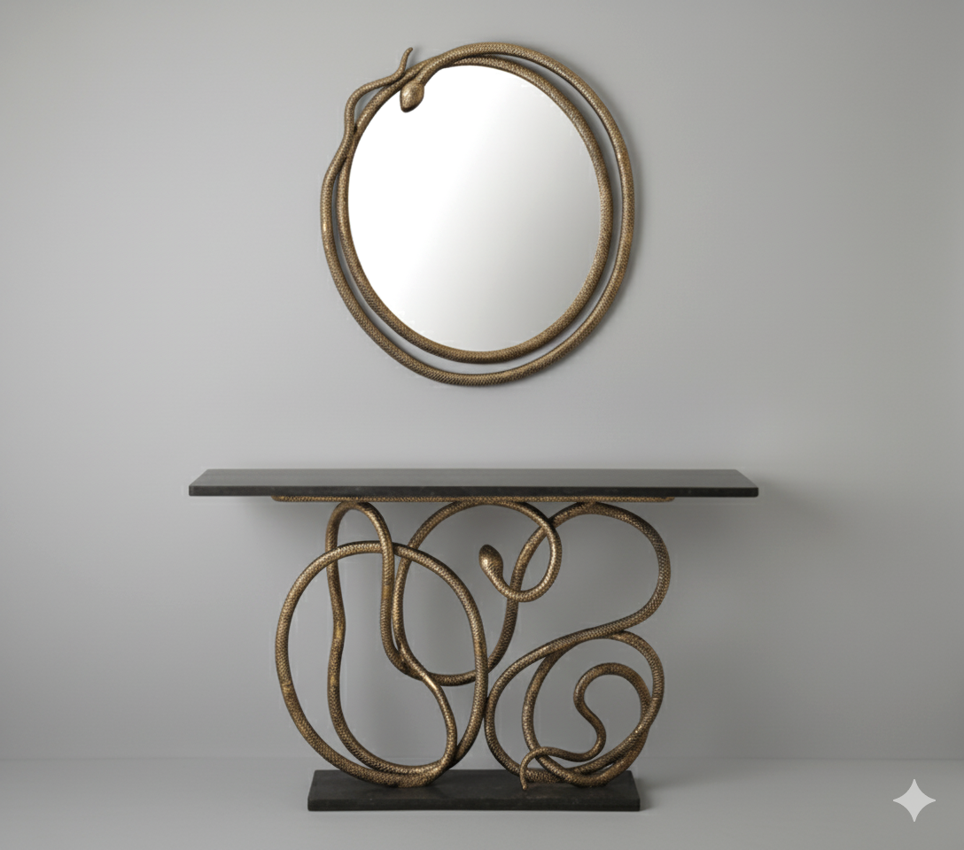 Serpentine Console and Mirror