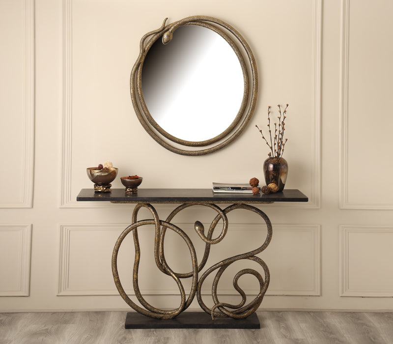 Serpentine Console and Mirror