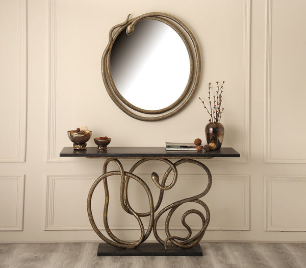 Serpentine Console and Mirror