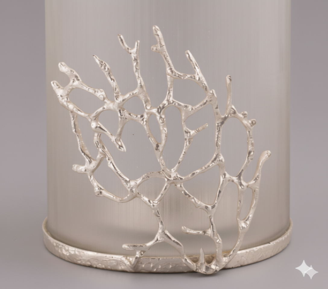 Gold Coral Hurricane Candle Holder