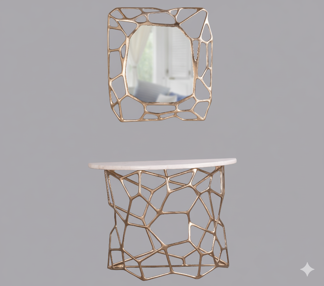 Sacred Geometry Mirror and Console Table Set