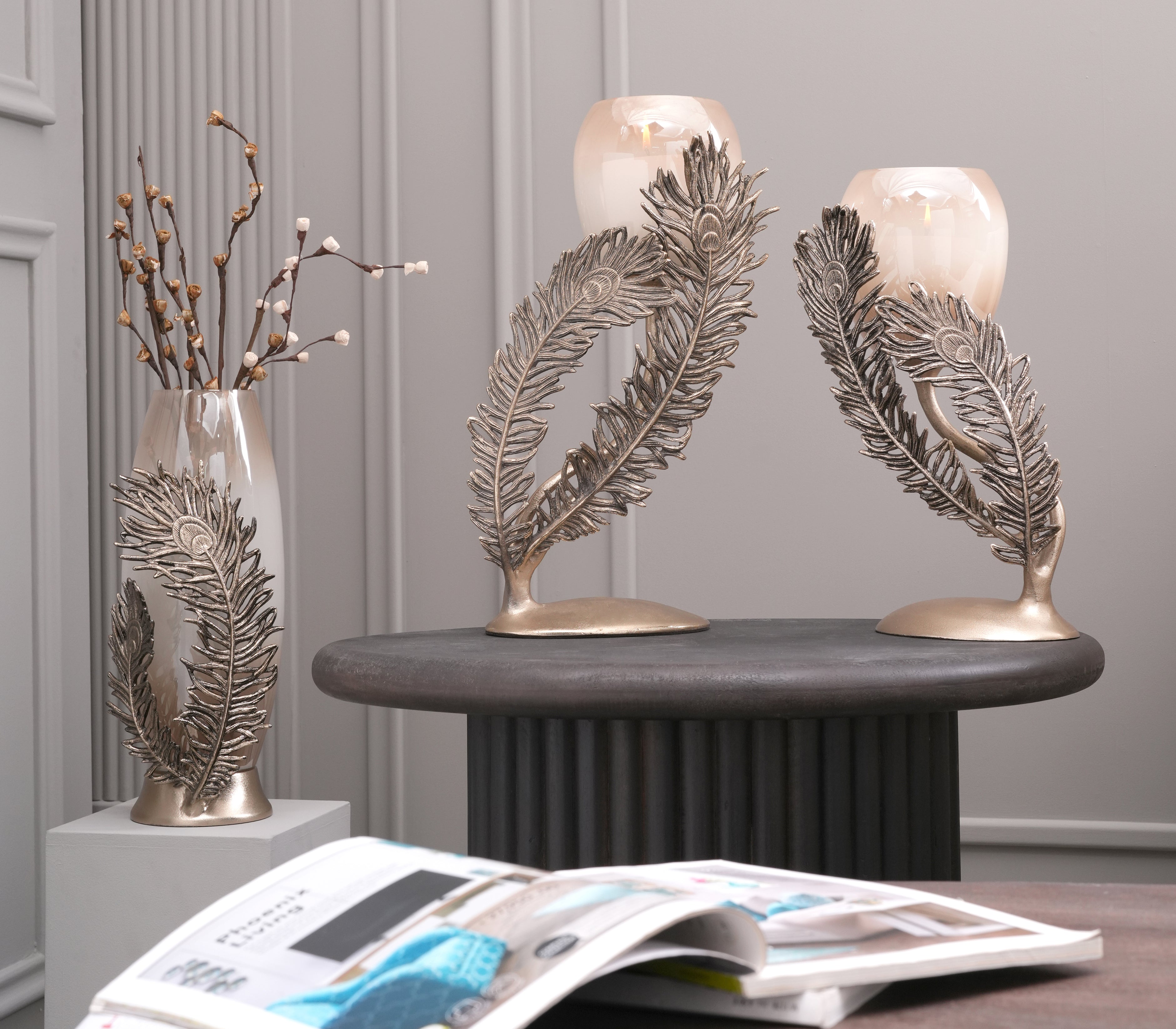 FEATHERED FLAME CANDLE HOLDER