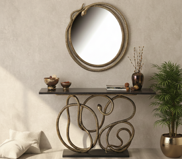Serpentine Console and Mirror