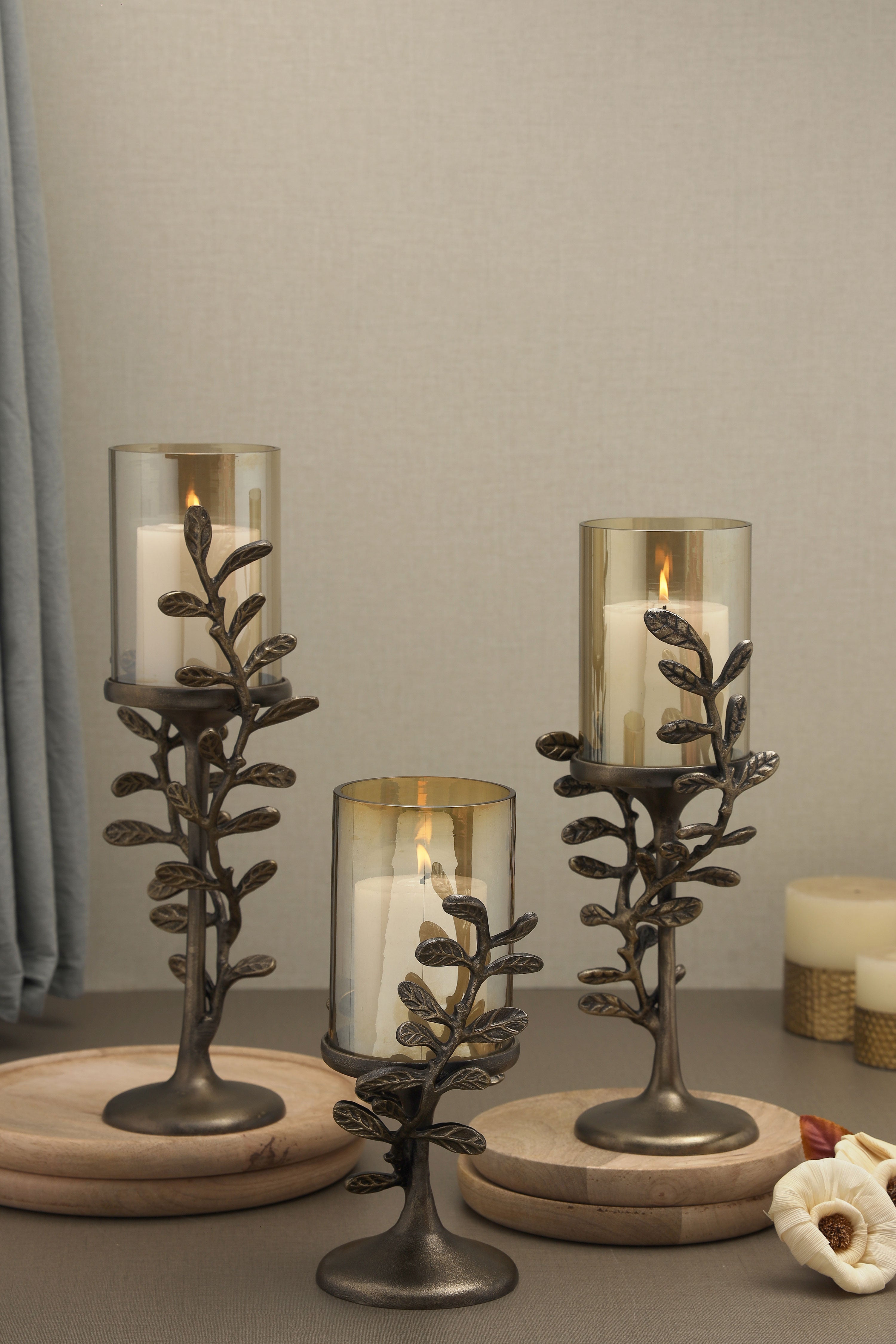 Essence of the Leaf Pillar Candle Holder