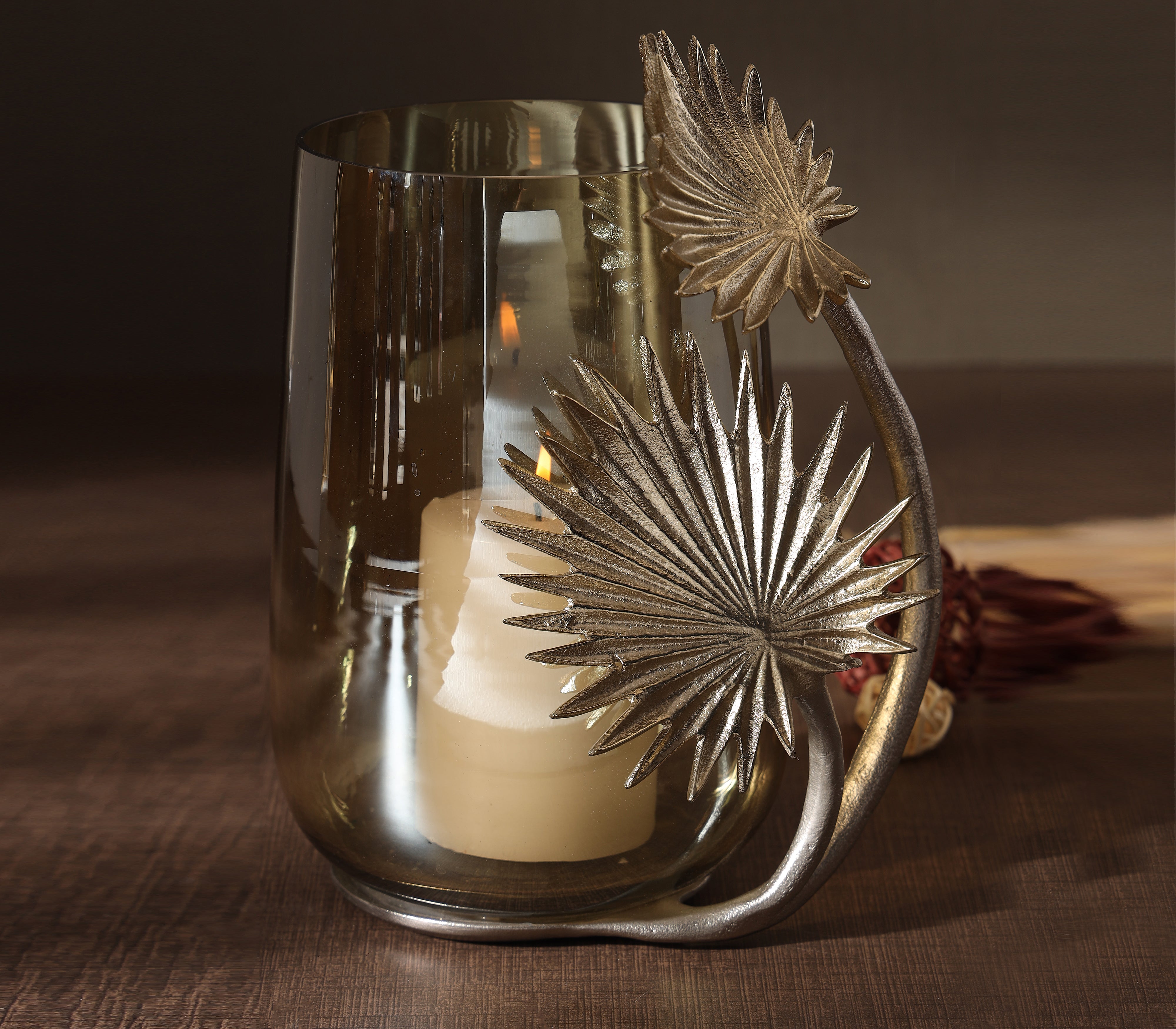 Precious Palm Hurricane Candle Holder