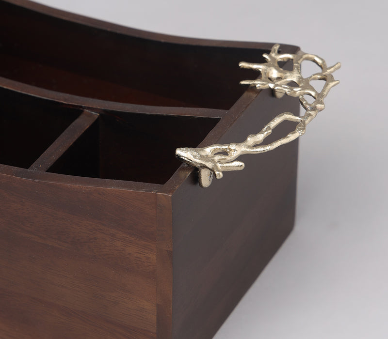 Gold  Coral Brass Cutlery Caddy