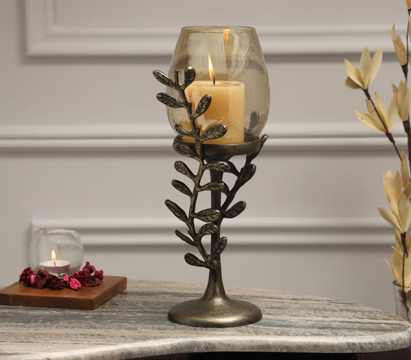 Essence of the Leaf Pillar Candle Holder