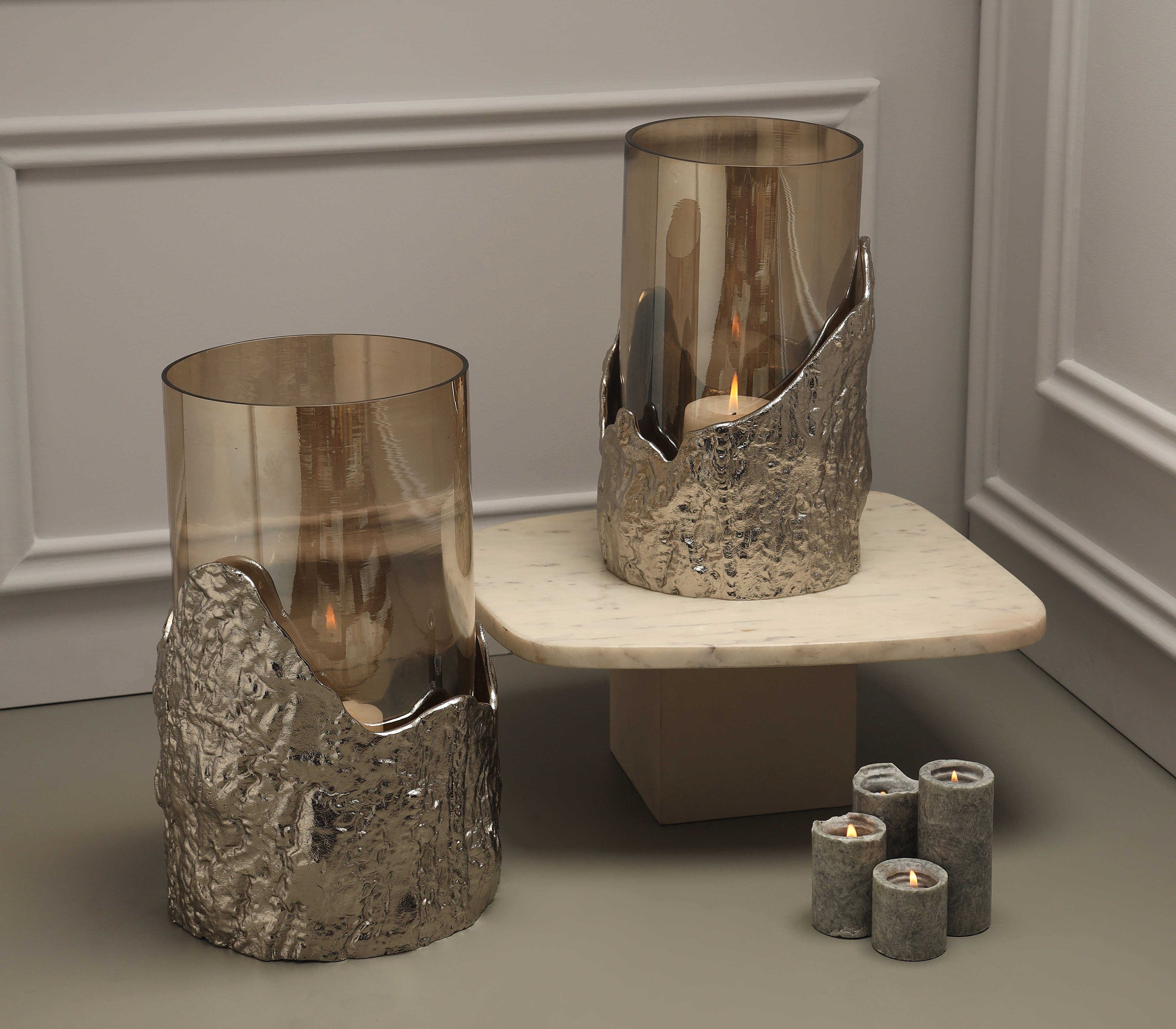 Birch Hurricane Candle Holder (L)