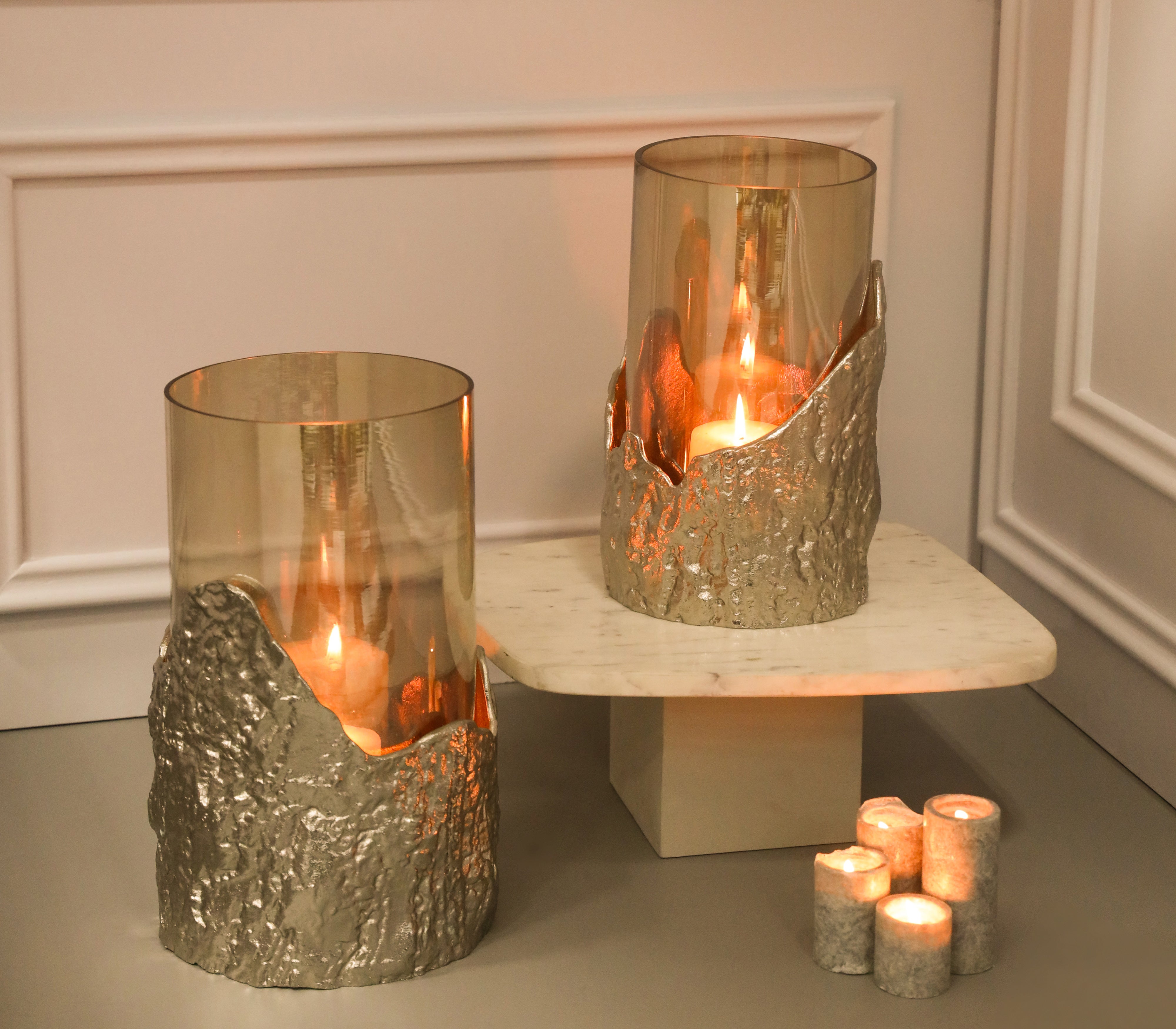 Birch Hurricane Candle Holder (L)